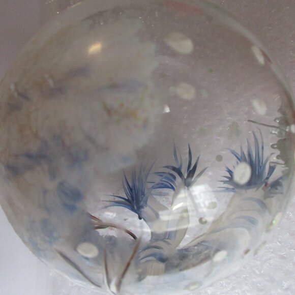 Jumbo G & B Hand Painted Snowman Clear Glass Christmas Ornament Ball 4" - Picture 8 of 12